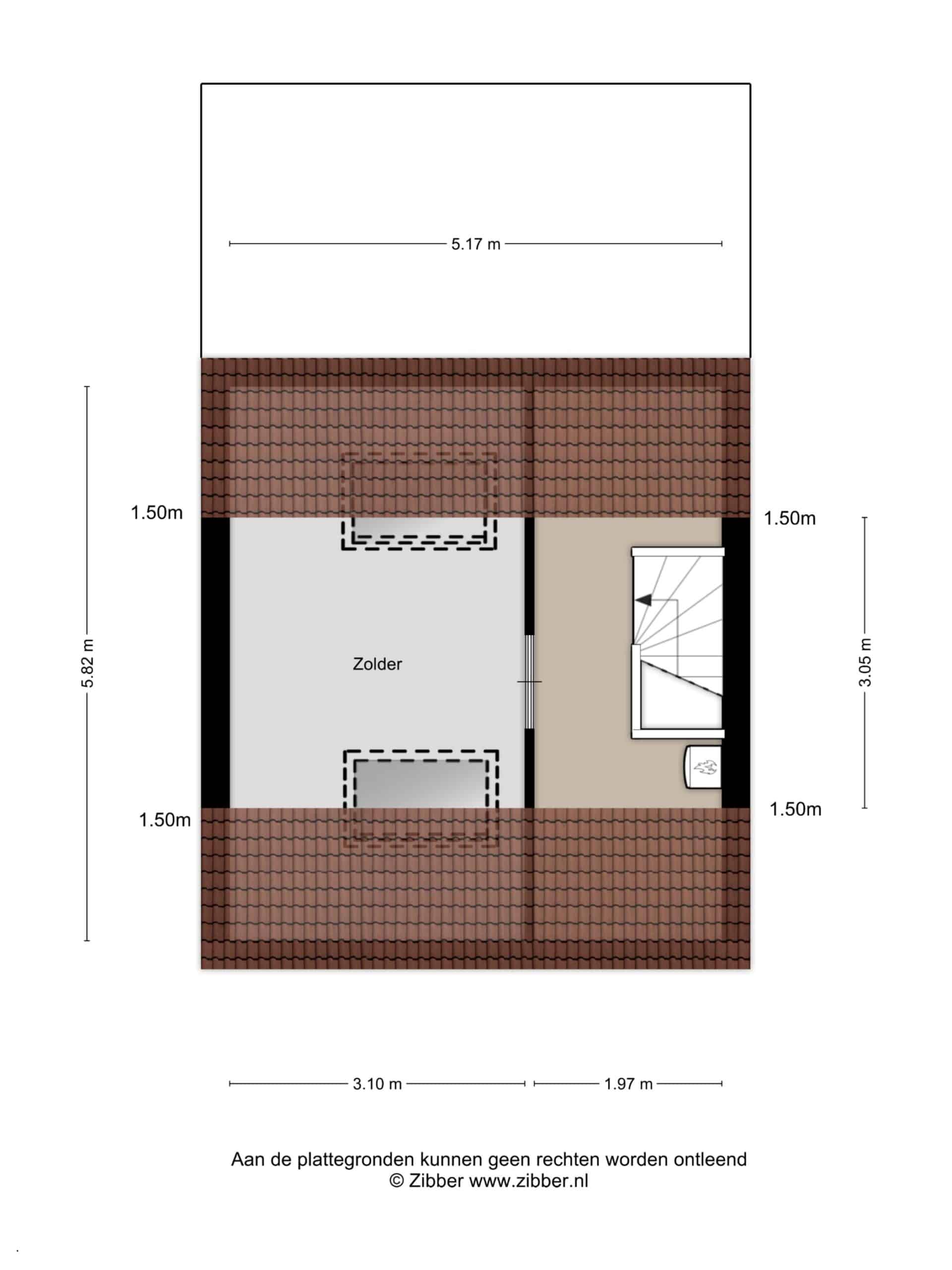 Plattegrond Ouverturelaan 59 - Tweede verdieping Plattegrond Ouverturelaan 59 - Tweede verdieping